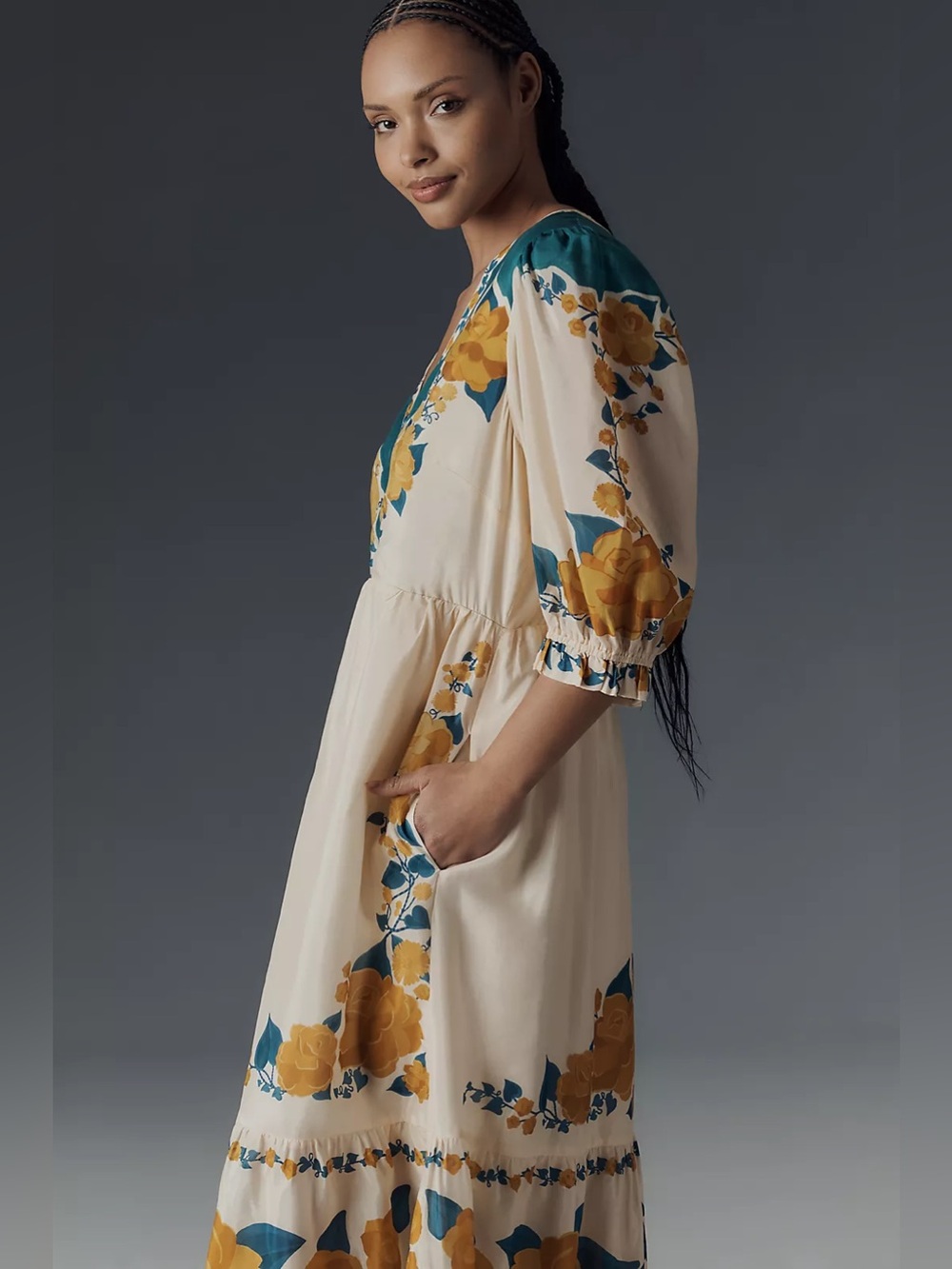 Anthropologie X Farm Rio Puff-Sleeve Printed Midi Dress - Picture 7 of 13